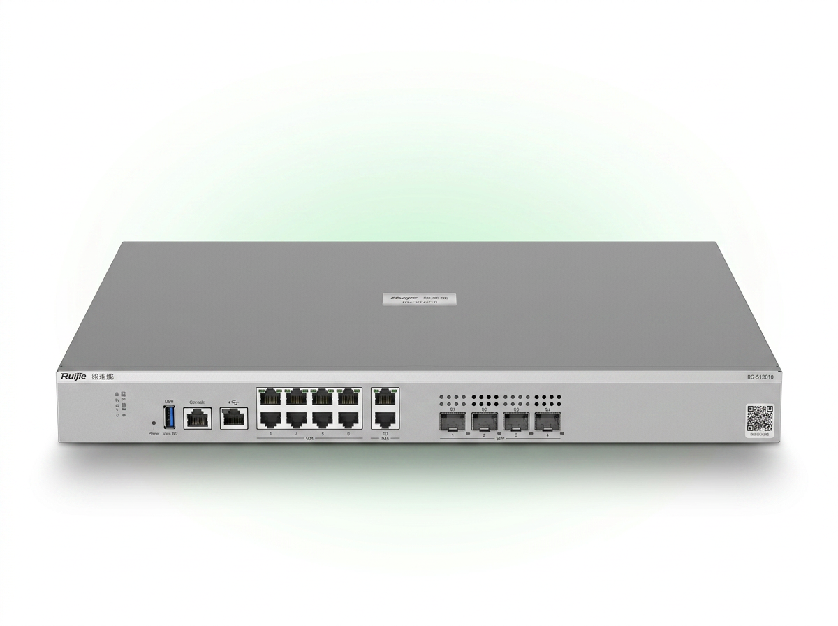 Firewall Ruijie RG-CF30XS tampak depan dengan port gigabit dan slot SFP