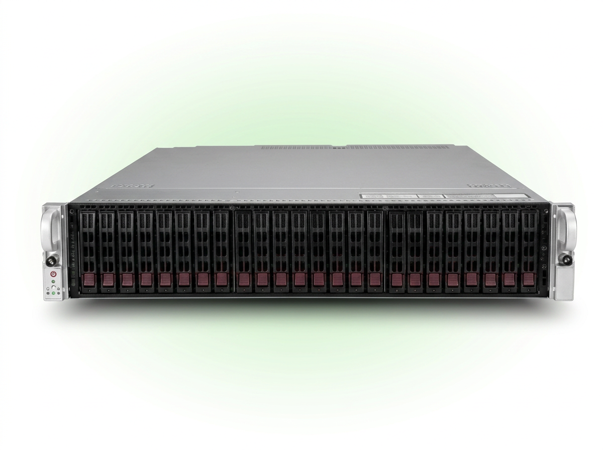 Server rackmount 2U Acer Altos NGFW dengan deretan bay drive hot-swap